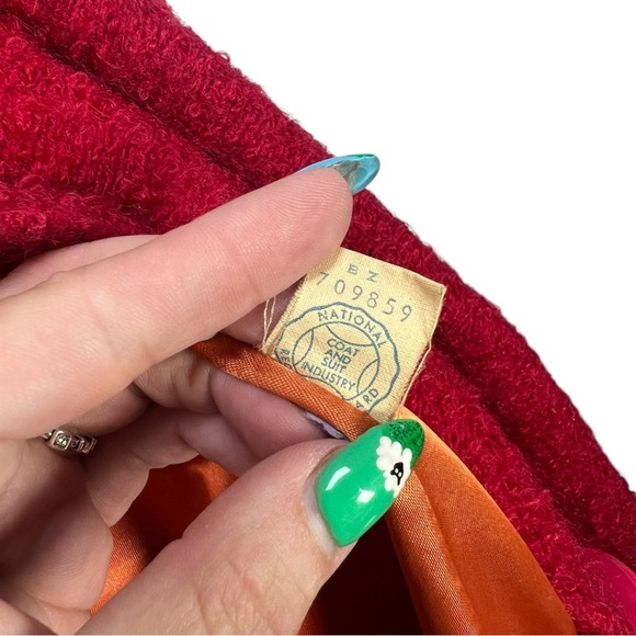 VTG Red Hockanum Fabrics Boucle Wool Coat See Measurements in Listing - Picture 12 of 13